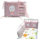 Tour de lit de bébé anti-collision en coton brodé motif lapin, 30 x 30 cm