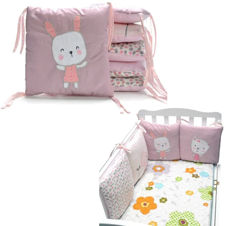 Tour de lit de bébé anti-collision en coton brodé motif lapin, 30 x 30 cm