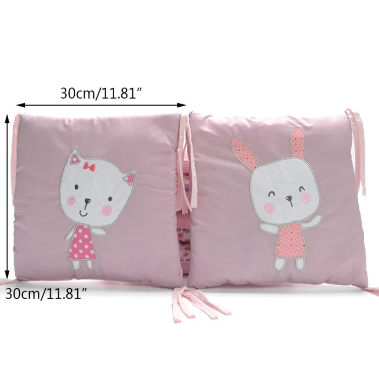 Tour de lit de bébé anti-collision en coton brodé motif lapin, 30 x 30 cm