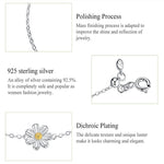 Bracelet en argent sterling S925 plaqué platine, mignon motif marguerite, marguerite