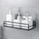Étagère de salle de bain en fer forgé, murale, sans perçage, pour toilettes, carrée (noir)