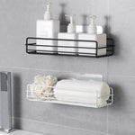 Étagère de salle de bain en fer forgé, murale, sans perçage, pour toilettes, carrée (noir)