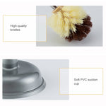 Brosse de toilette ménagère à long manche avec ventouse, ensemble de brosses de nettoyage sans angle mort, gris, marron