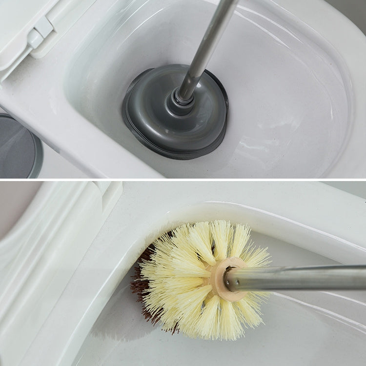 Brosse de toilette ménagère à long manche avec ventouse, ensemble de brosses de nettoyage sans angle mort, gris, marron