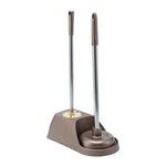 Brosse de toilette ménagère à long manche avec ventouse, ensemble de brosses de nettoyage sans angle mort, gris, marron