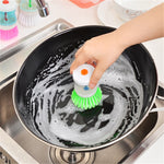 2 brosses de lavage de cuisine pour casseroles et vaisselle avec distributeur de liquide vaisselle, livraison de couleur aléatoire, brosse pour casseroles et vaisselle