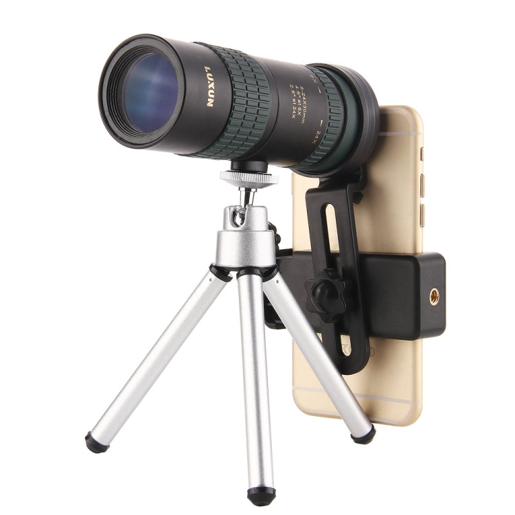 LUXUN 8-24X30 Télescope monoculaire à vision nocturne scintillante avec pince pour téléphone et trépied, avec pince pour téléphone et trépied