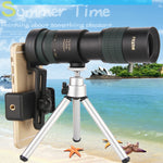LUXUN 8-24X30 Télescope monoculaire à vision nocturne scintillante avec pince pour téléphone et trépied, avec pince pour téléphone et trépied