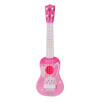Mini instrument de musique de simulation, petit ukulélé jouable à quatre cordes, jouet musical pour l'éducation de la petite enfance, lapin rose, zèbre bleu clair, girafe rose, dinosaure jaune