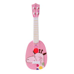 Mini instrument de musique de simulation, petit ukulélé jouable à quatre cordes, jouet musical pour l'éducation de la petite enfance, lapin rose, zèbre bleu clair, girafe rose, dinosaure jaune