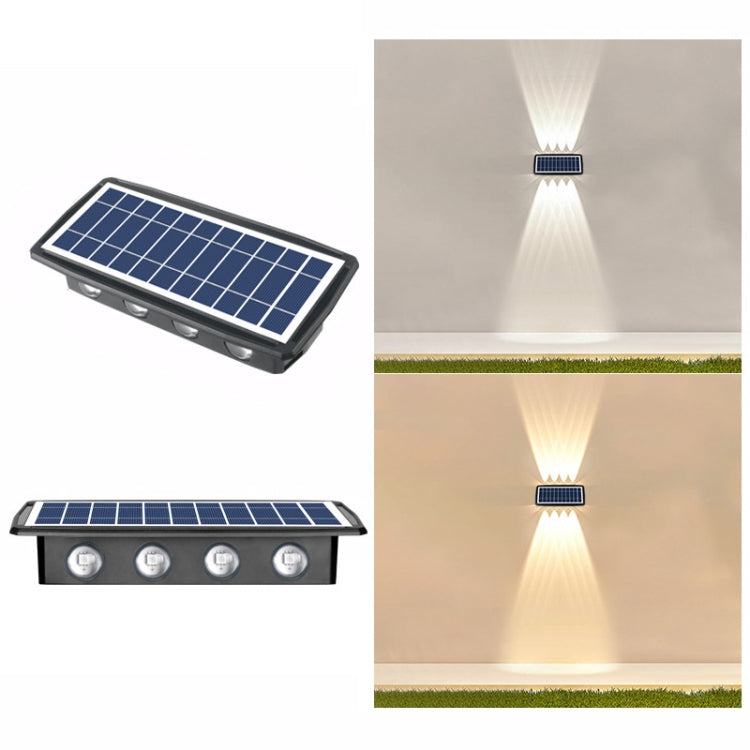 Applique murale solaire extérieure étanche, projecteurs doubles haut et bas, 4 LED, 8 LED, 6 LED