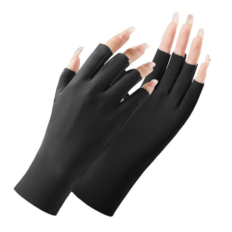 Gants de protection solaire demi-doigts en soie glacée pour femmes,Style :, Doigts séparés, Doigts liés