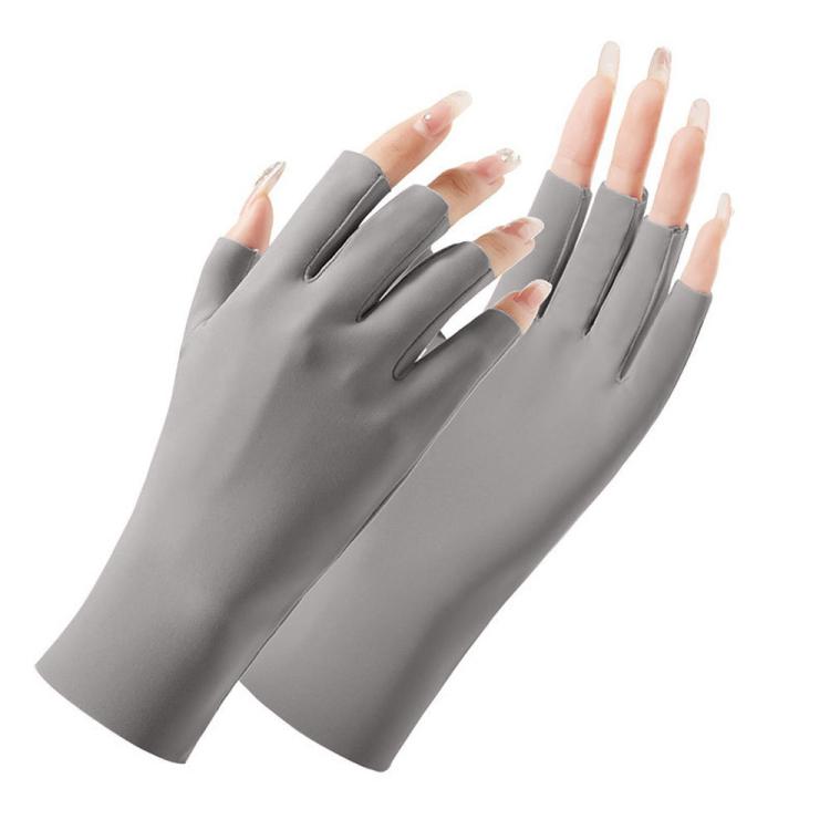 Gants de protection solaire demi-doigts en soie glacée pour femmes,Style :, Doigts séparés, Doigts liés