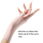 Gants de protection solaire demi-doigts en soie glacée pour femmes,Style :, Doigts séparés, Doigts liés