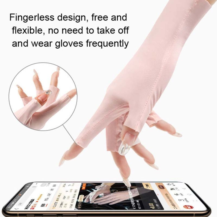 Gants de protection solaire demi-doigts en soie glacée pour femmes,Style :, Doigts séparés, Doigts liés