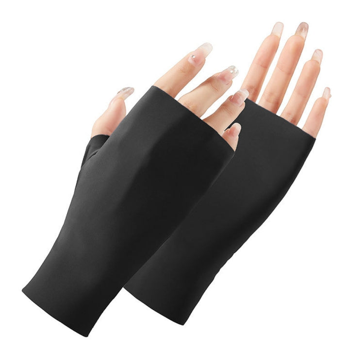 Gants de protection solaire demi-doigts en soie glacée pour femmes,Style :, Doigts séparés, Doigts liés
