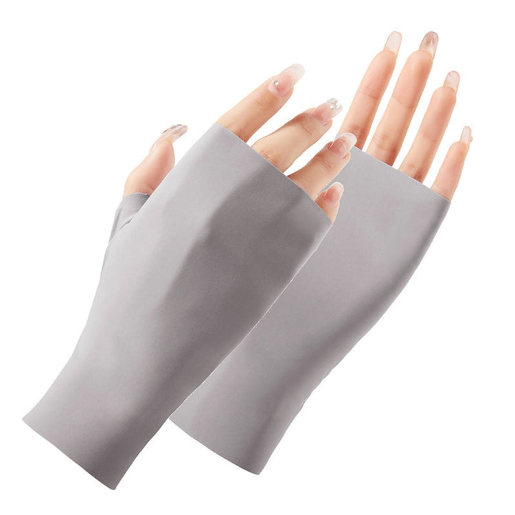 Gants de protection solaire demi-doigts en soie glacée pour femmes,Style :, Doigts séparés, Doigts liés
