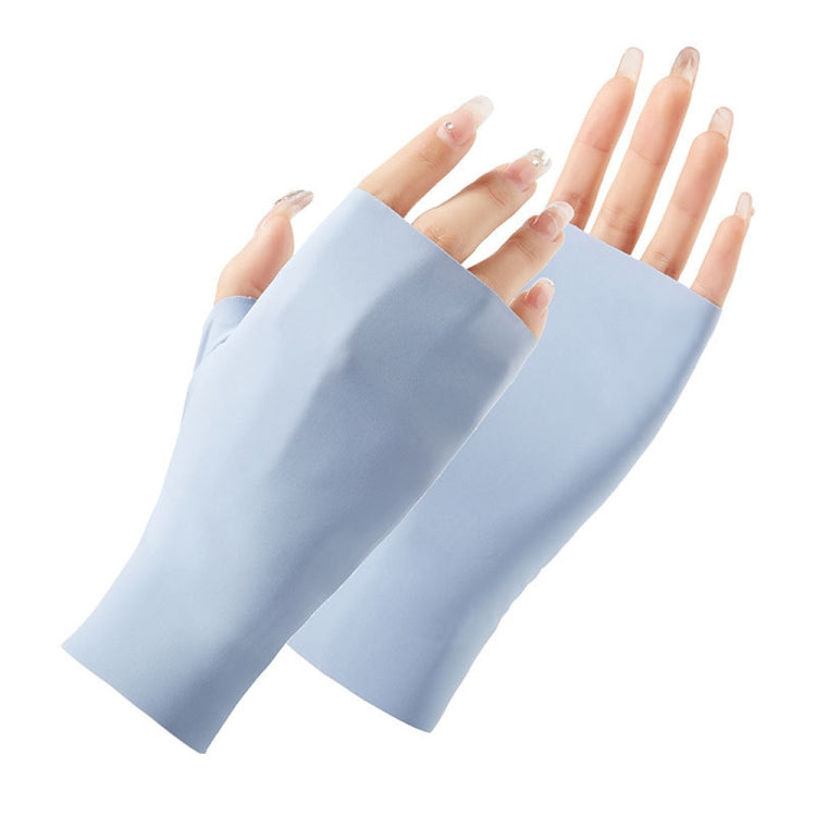 Gants de protection solaire demi-doigts en soie glacée pour femmes,Style :, Doigts séparés, Doigts liés