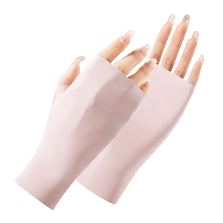 Gants de protection solaire demi-doigts en soie glacée pour femmes,Style :, Doigts séparés, Doigts liés