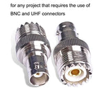 Connecteur adaptateur coaxial RF droit de type BNC Femelle vers UHF PL-259 Femelle, BNC Femelle vers UHF Femelle