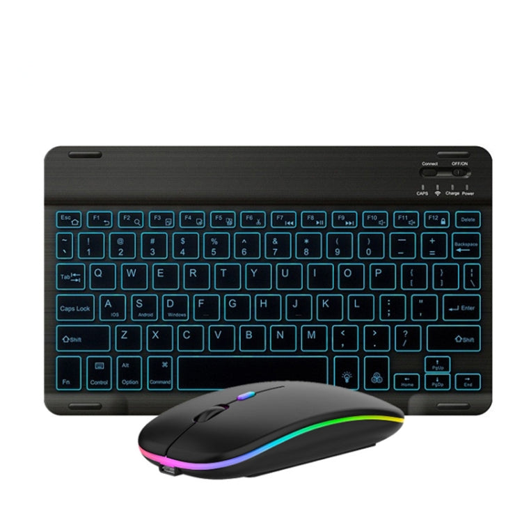 Ensemble clavier et souris Bluetooth rétroéclairé coloré RVB de 10 pouces pour téléphone portable / tablette, noir, blanc