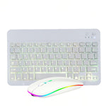 Ensemble clavier et souris Bluetooth rétroéclairé coloré RVB de 10 pouces pour téléphone portable / tablette, noir, blanc