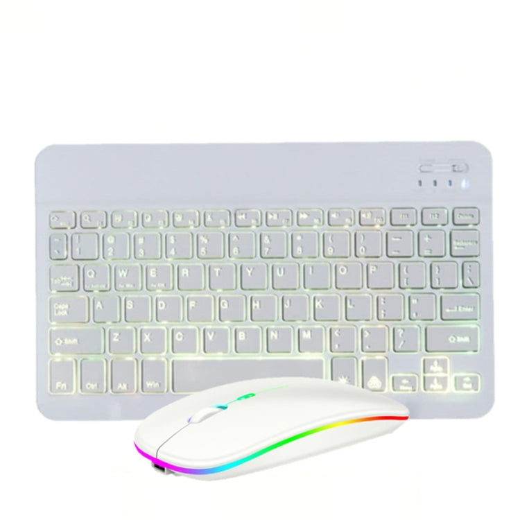 Ensemble clavier et souris Bluetooth rétroéclairé coloré RVB de 10 pouces pour téléphone portable / tablette, noir, blanc