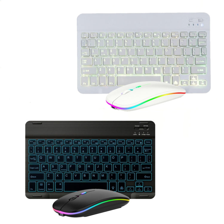 Ensemble clavier et souris Bluetooth rétroéclairé coloré RVB de 10 pouces pour téléphone portable / tablette, noir, blanc