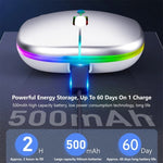 Souris silencieuse sans fil Bluetooth à double mode rétroéclairée RVB à 3 touches