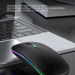 Souris silencieuse sans fil Bluetooth à double mode rétroéclairée RVB à 3 touches