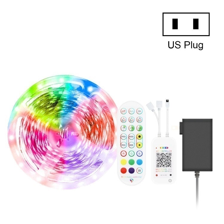 Kit Bluetooth bande lumineuse intelligente à contrôle sonore, étanche, 5050 RGB bande LED d'ambiance colorée avec télécommande 24 touches, 5M 150 LED, 5M 300 LED, 10M 300 LED, 10M 600 LED, 15M 450 LED, 20M 360 LED, 30M 540 LED