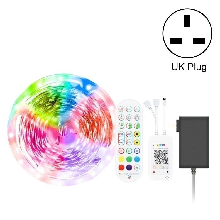 Kit Bluetooth bande lumineuse intelligente à contrôle sonore, étanche, 5050 RGB bande LED d'ambiance colorée avec télécommande 24 touches, 5M 150 LED, 5M 300 LED, 10M 300 LED, 10M 600 LED, 15M 450 LED, 20M 360 LED, 30M 540 LED