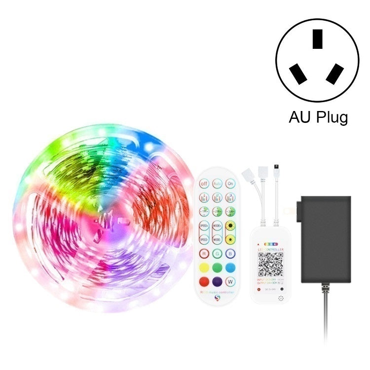 Kit Bluetooth bande lumineuse intelligente à contrôle sonore, étanche, 5050 RGB bande LED d'ambiance colorée avec télécommande 24 touches, 5M 150 LED, 5M 300 LED, 10M 300 LED, 10M 600 LED, 15M 450 LED, 20M 360 LED, 30M 540 LED
