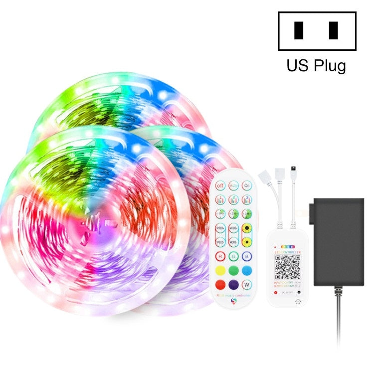 Kit Bluetooth bande lumineuse intelligente à contrôle sonore, étanche, 5050 RGB bande LED d'ambiance colorée avec télécommande 24 touches, 5M 150 LED, 5M 300 LED, 10M 300 LED, 10M 600 LED, 15M 450 LED, 20M 360 LED, 30M 540 LED