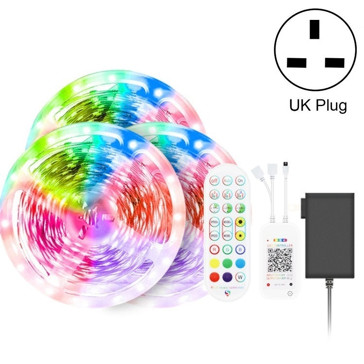 Kit Bluetooth bande lumineuse intelligente à contrôle sonore, étanche, 5050 RGB bande LED d'ambiance colorée avec télécommande 24 touches, 5M 150 LED, 5M 300 LED, 10M 300 LED, 10M 600 LED, 15M 450 LED, 20M 360 LED, 30M 540 LED