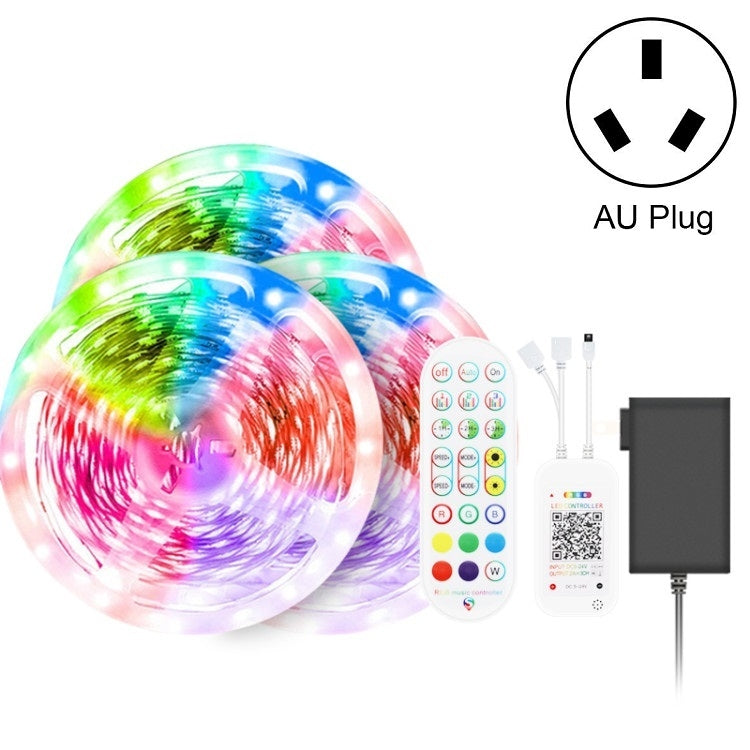 Kit Bluetooth bande lumineuse intelligente à contrôle sonore, étanche, 5050 RGB bande LED d'ambiance colorée avec télécommande 24 touches, 5M 150 LED, 5M 300 LED, 10M 300 LED, 10M 600 LED, 15M 450 LED, 20M 360 LED, 30M 540 LED