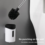 Brosse WC murale en acier inoxydable à poils souples, Blanc, Rose, Gris