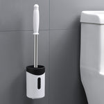 Brosse WC murale en acier inoxydable à poils souples, Blanc, Rose, Gris