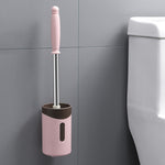 Brosse WC murale en acier inoxydable à poils souples, Blanc, Rose, Gris