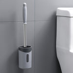 Brosse WC murale en acier inoxydable à poils souples, Blanc, Rose, Gris