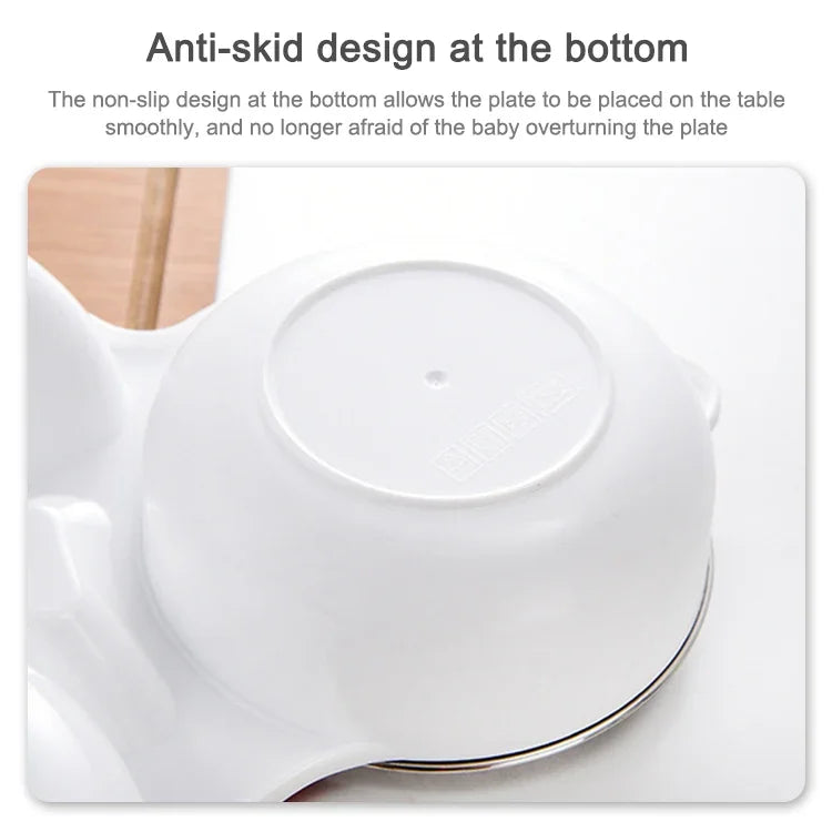 Assiette de voiture pour enfants en acier inoxydable 304, bleu (amovible et lavable)