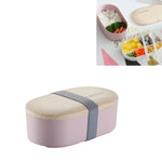 Boîte à déjeuner ovale simple en bois avec couverts, étanche, monocouche