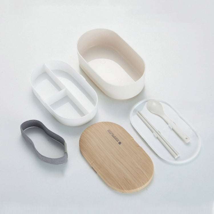 Boîte à déjeuner ovale simple en bois avec couverts, étanche, monocouche