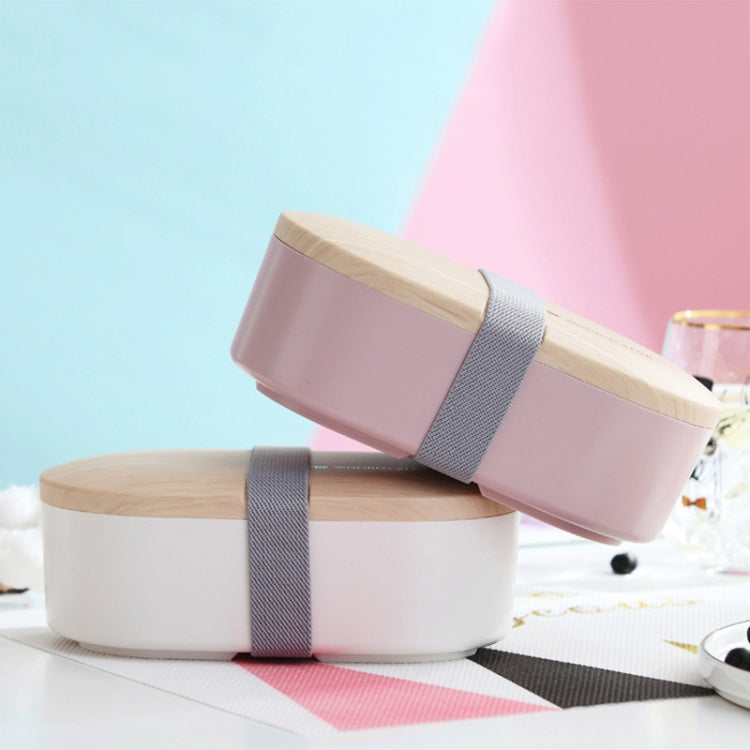 Boîte à déjeuner ovale simple en bois avec couverts, étanche, monocouche