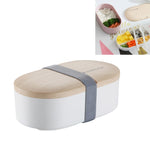 Boîte à déjeuner ovale simple en bois avec couverts, étanche, monocouche