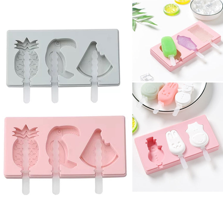 Moule à glaçons fait maison en silicone de dessin animé avec couvercle pour sucette glacée à faire soi-même, livraison de couleur aléatoire, Fruit Pic-vert, Crème glacée, Bonhomme de neige Hippopotame Lapin