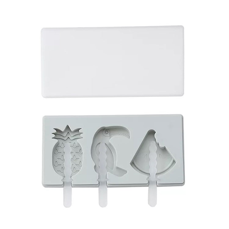Moule à glaçons fait maison en silicone de dessin animé avec couvercle pour sucette glacée à faire soi-même, livraison de couleur aléatoire, Fruit Pic-vert, Crème glacée, Bonhomme de neige Hippopotame Lapin