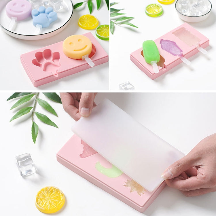 Moule à glaçons fait maison en silicone de dessin animé avec couvercle pour sucette glacée à faire soi-même, livraison de couleur aléatoire, Fruit Pic-vert, Crème glacée, Bonhomme de neige Hippopotame Lapin