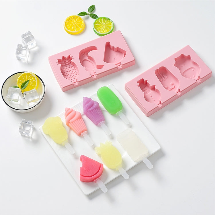 Moule à glaçons fait maison en silicone de dessin animé avec couvercle pour sucette glacée à faire soi-même, livraison de couleur aléatoire, Fruit Pic-vert, Crème glacée, Bonhomme de neige Hippopotame Lapin