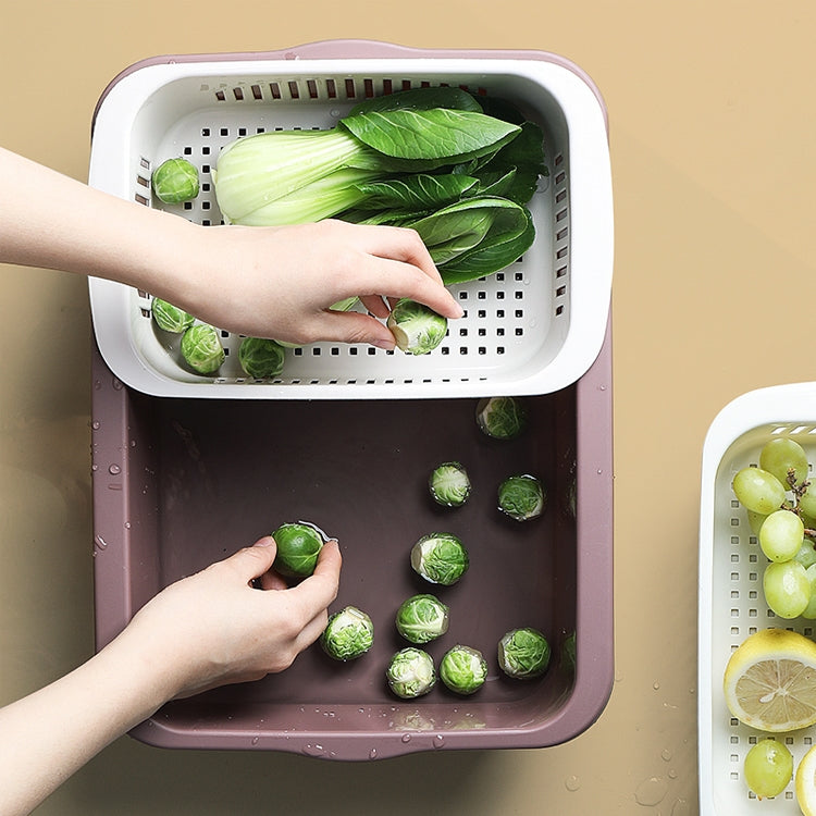 Panier de vidange carré à double couche, panier en plastique pour fruits et légumes, de cuisine et usage domestique, rouge foncé, bleu jaune, vert herbe, gris clair